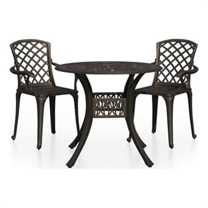 vidaXL Aluminum Medium Bistro Set in Brown