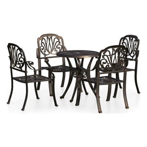 vidaXL 5 Piece Aluminum Medium Bistro Set in Bronze