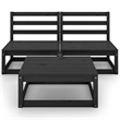 vidaXL 3 Piece Wood Medium Garden Lounge Set in Black
