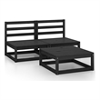 vidaXL 3 Piece Wood Medium Garden Lounge Set in Black