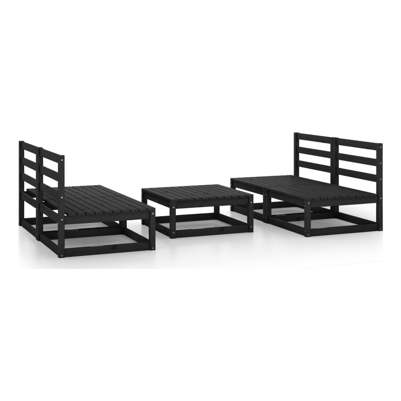 vidaXL 5 Piece Wood Large Garden Lounge Set in Black