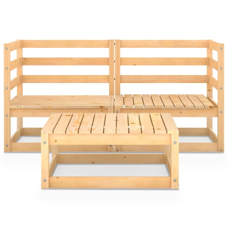 vidaXL 3 Piece Wood Garden Lounge Set in Natural