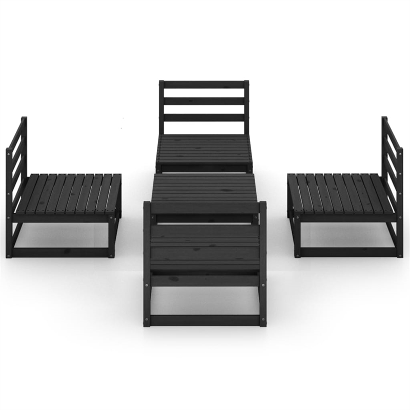 vidaXL 5 Piece Wood Garden Lounge Set in Black