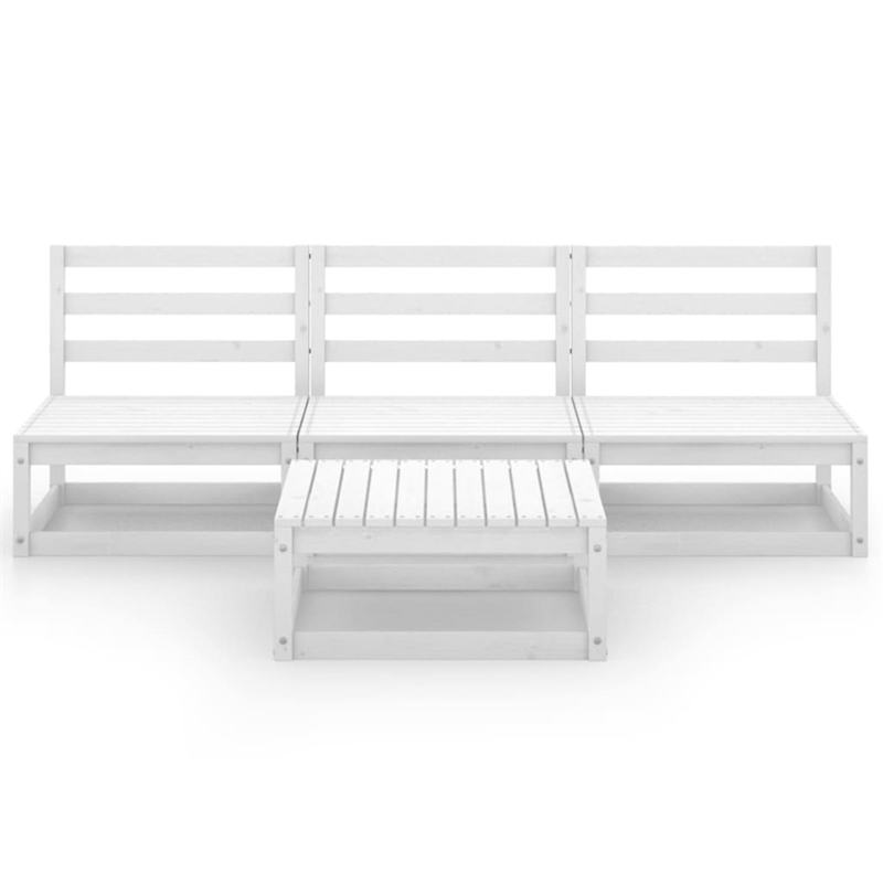 vidaXL 4 Piece Wood Small Garden Lounge Set in White