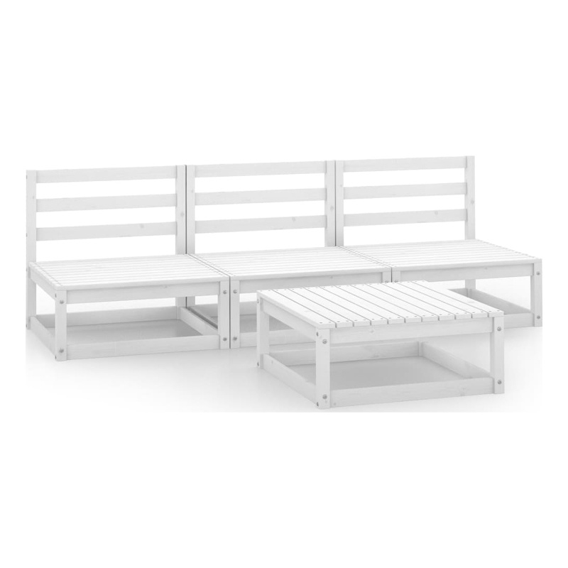 vidaXL 4 Piece Wood Small Garden Lounge Set in White