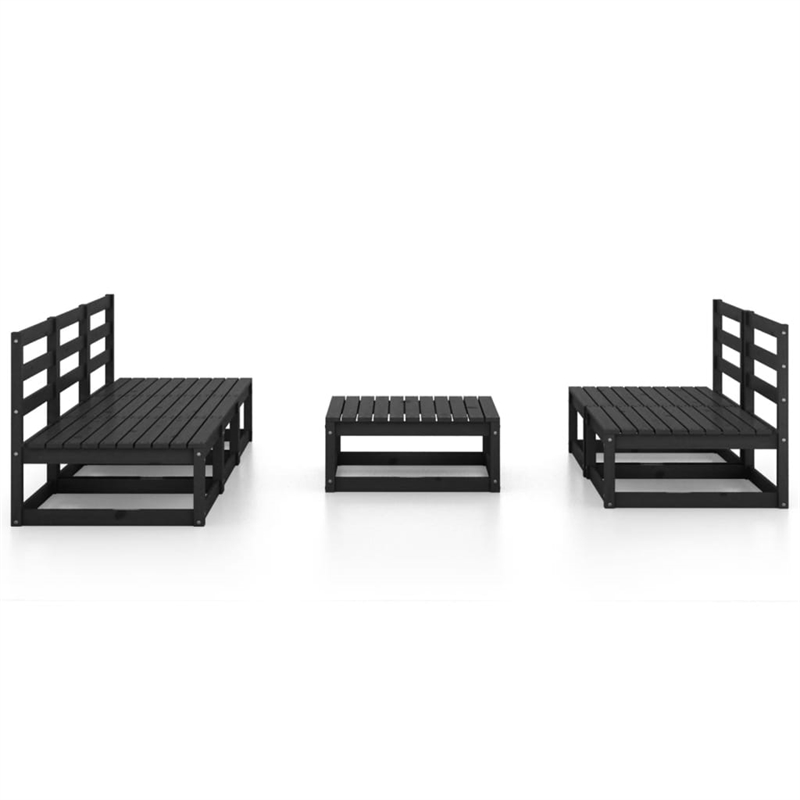 vidaXL 6 Piece Wood Medium Garden Lounge Set in Black