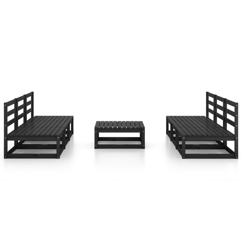 vidaXL 7 Piece Wood Small Garden Lounge Set in Black