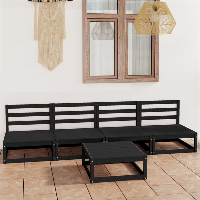 vidaXL 5 Piece Wood Garden Lounge Set in Black