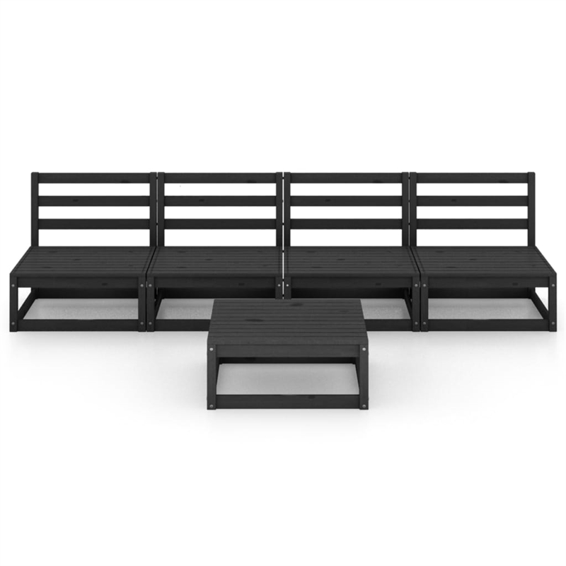 vidaXL 5 Piece Wood Garden Lounge Set in Black