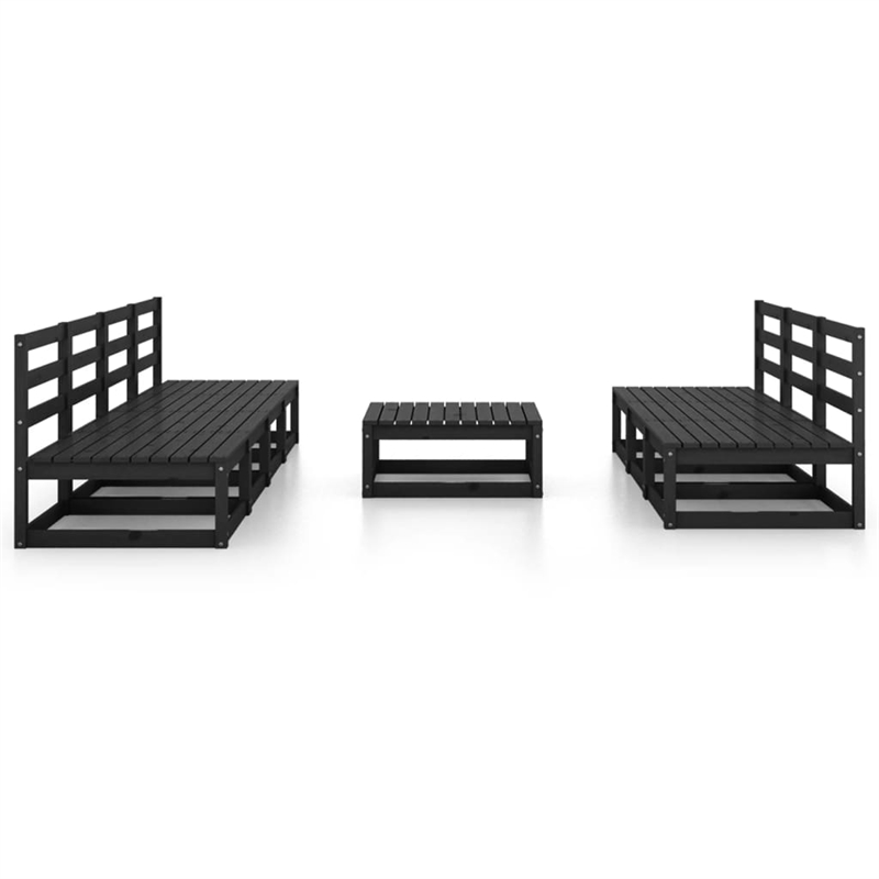 vidaXL 8 Piece Wood Large Garden Lounge Set in Black