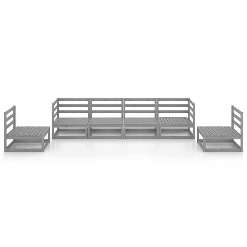 vidaXL 6 Piece Wood Medium Garden Lounge Set in Gray