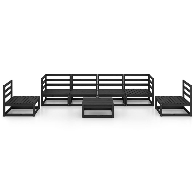 vidaXL 7 Piece Wood Garden Lounge Set in Black