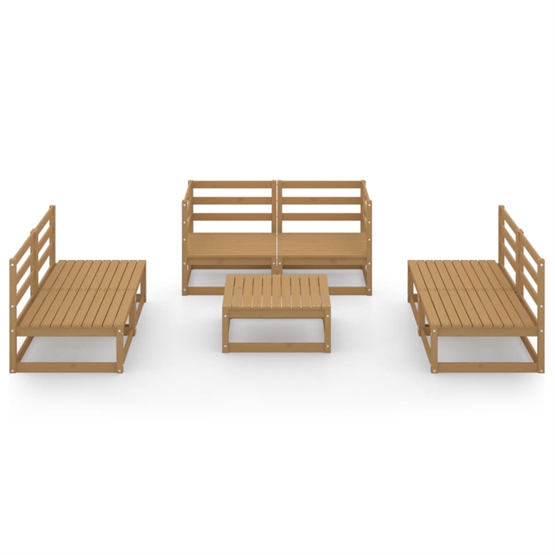 vidaXL 7 Piece Wood Medium Garden Lounge Set in Brown