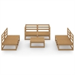 vidaXL 7 Piece Wood Medium Garden Lounge Set in Brown