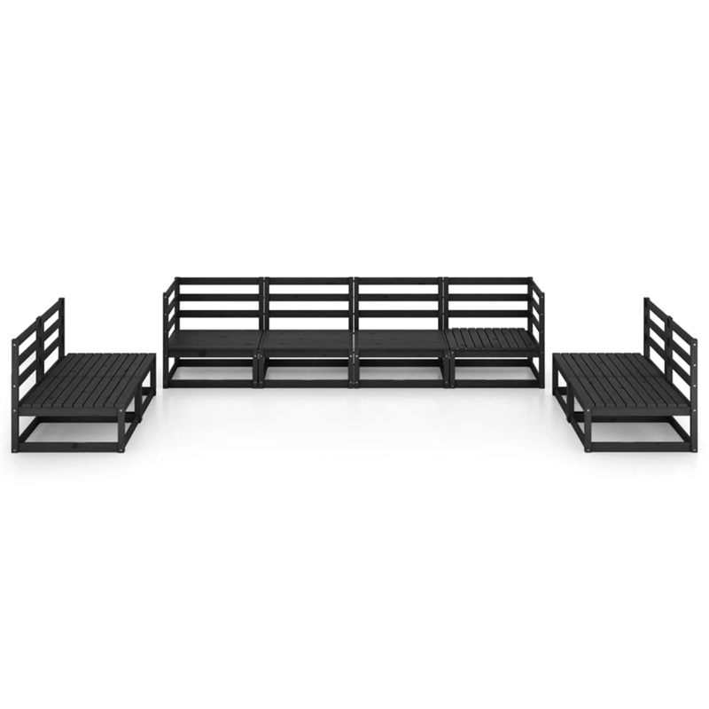 vidaXL 8 Piece Wood Large Garden Lounge Set in Black