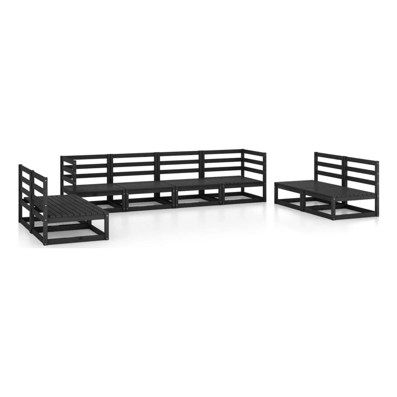 vidaXL 8 Piece Wood Large Garden Lounge Set in Black
