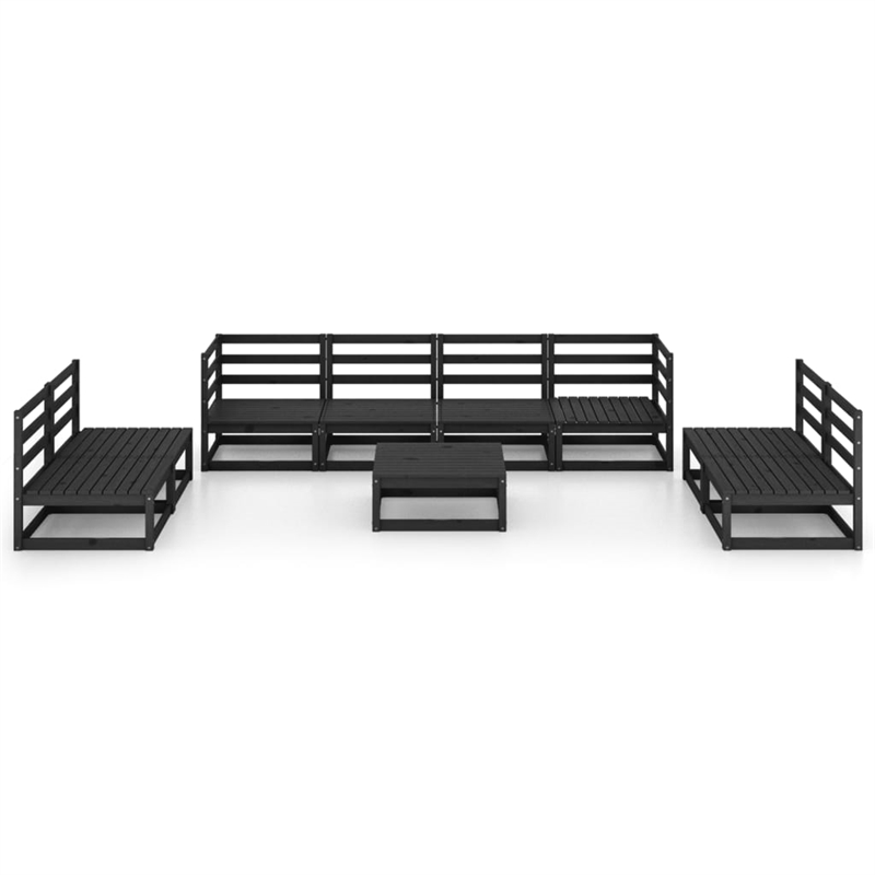 vidaXL 9 Piece Wood Large Garden Lounge Set in Black