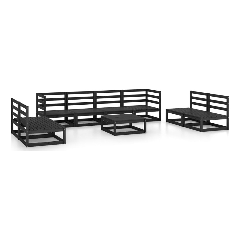 vidaXL 9 Piece Wood Large Garden Lounge Set in Black