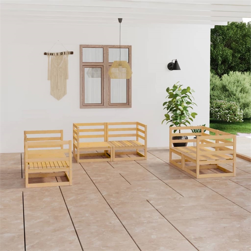 vidaXL 6 Piece Wood Small Garden Lounge Set in Brown