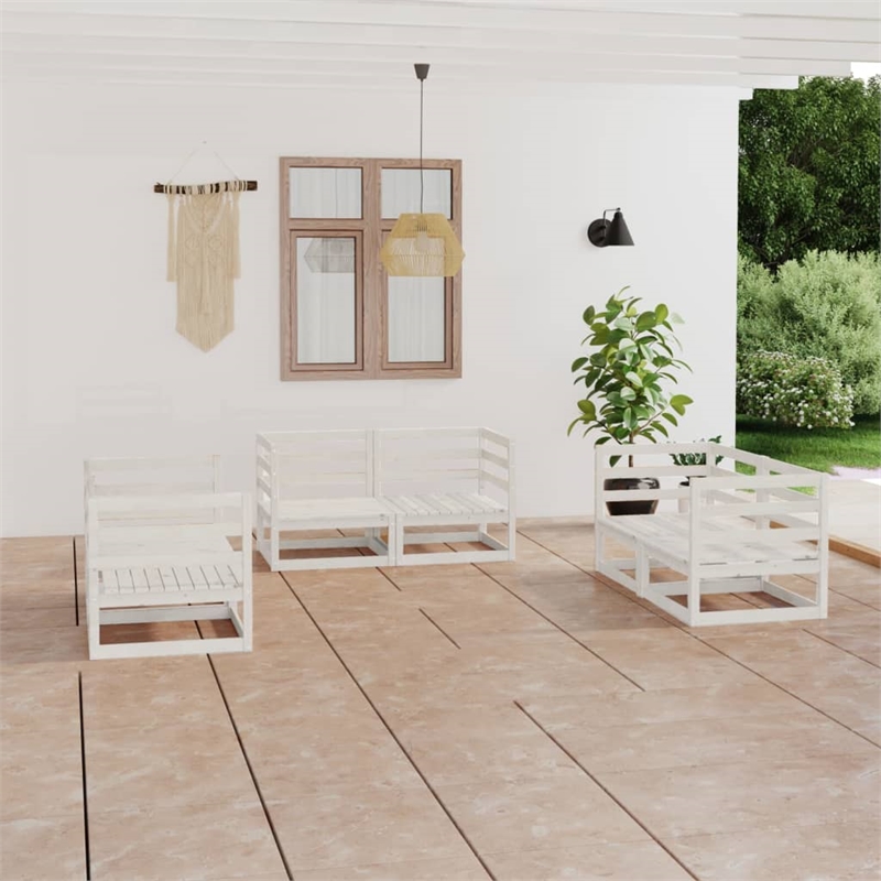 vidaXL 6 Piece Wood Garden Lounge Set in White