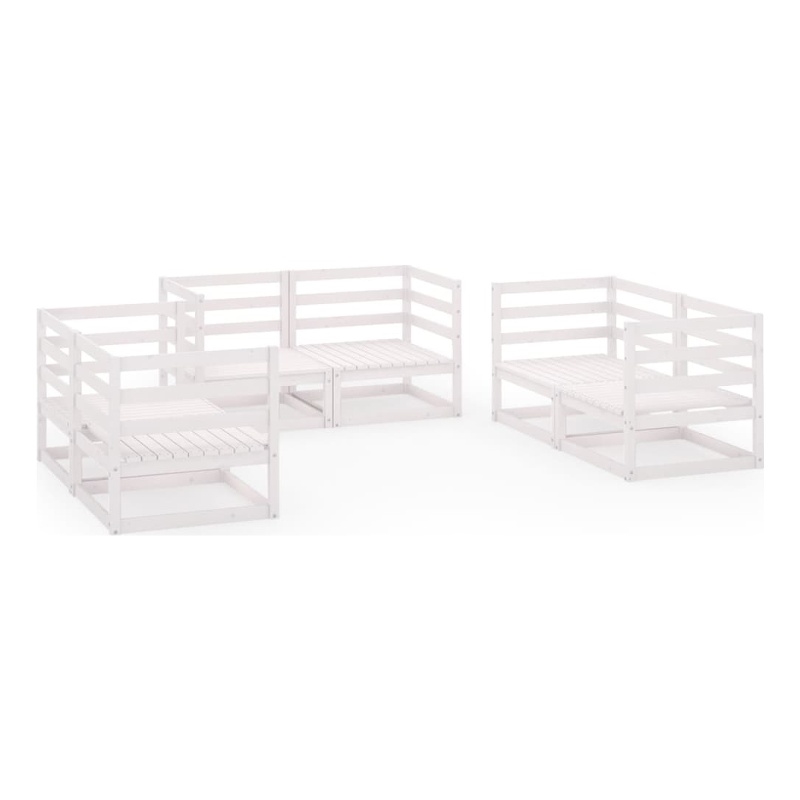 vidaXL 6 Piece Wood Garden Lounge Set in White