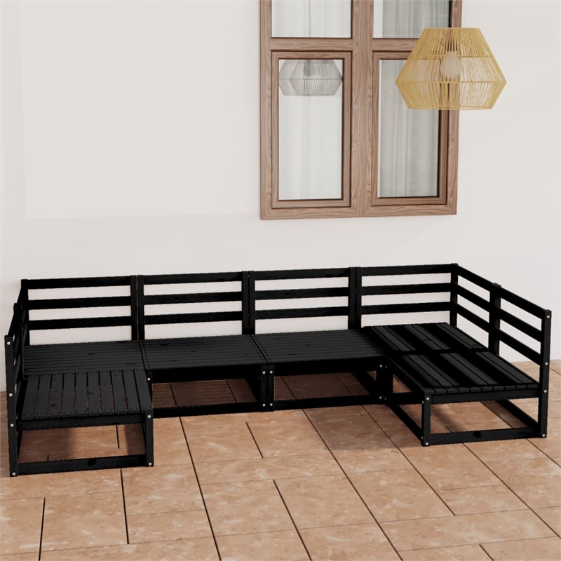vidaXL 6 Piece Wood Garden Lounge Set in Black