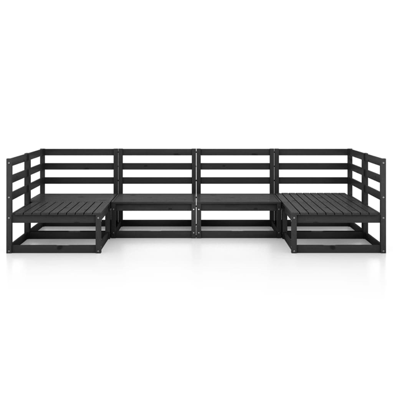 vidaXL 6 Piece Wood Garden Lounge Set in Black