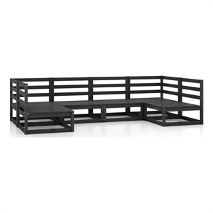 vidaxl 6 piece wood garden lounge set in black