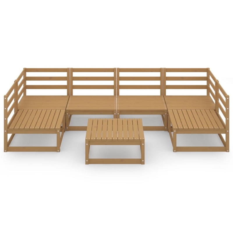 vidaXL 7 Piece Wood Medium Garden Lounge Set in Brown