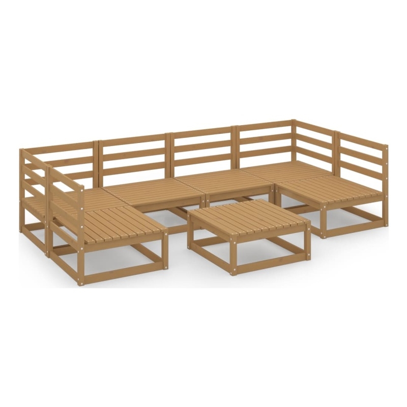 vidaXL 7 Piece Wood Medium Garden Lounge Set in Brown