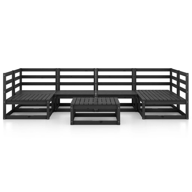 vidaXL 7 Piece Wood Medium Garden Lounge Set in Black