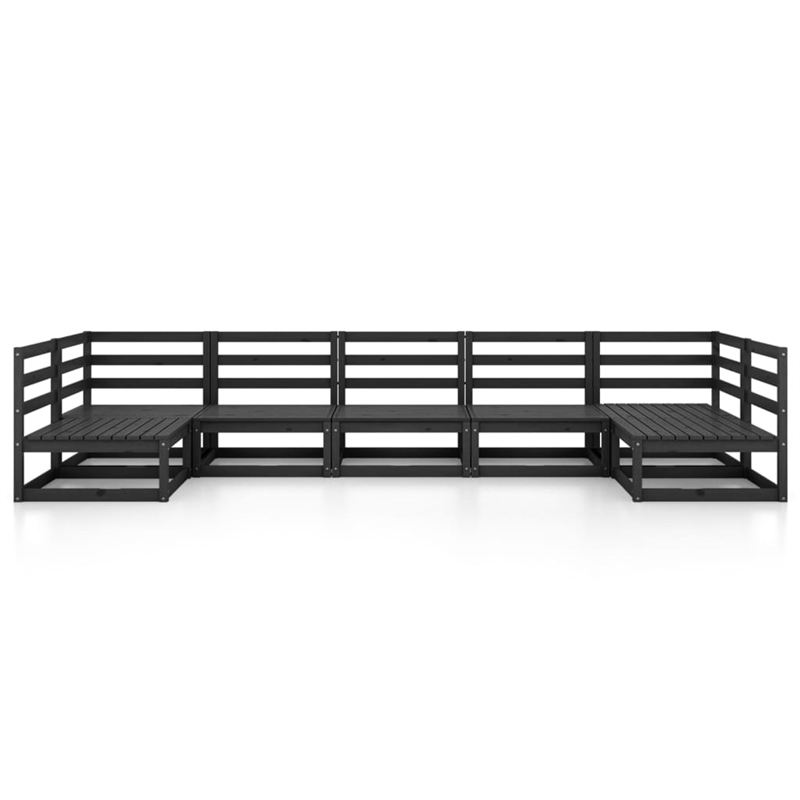 vidaXL 7 Piece Wood Small Garden Lounge Set in Black