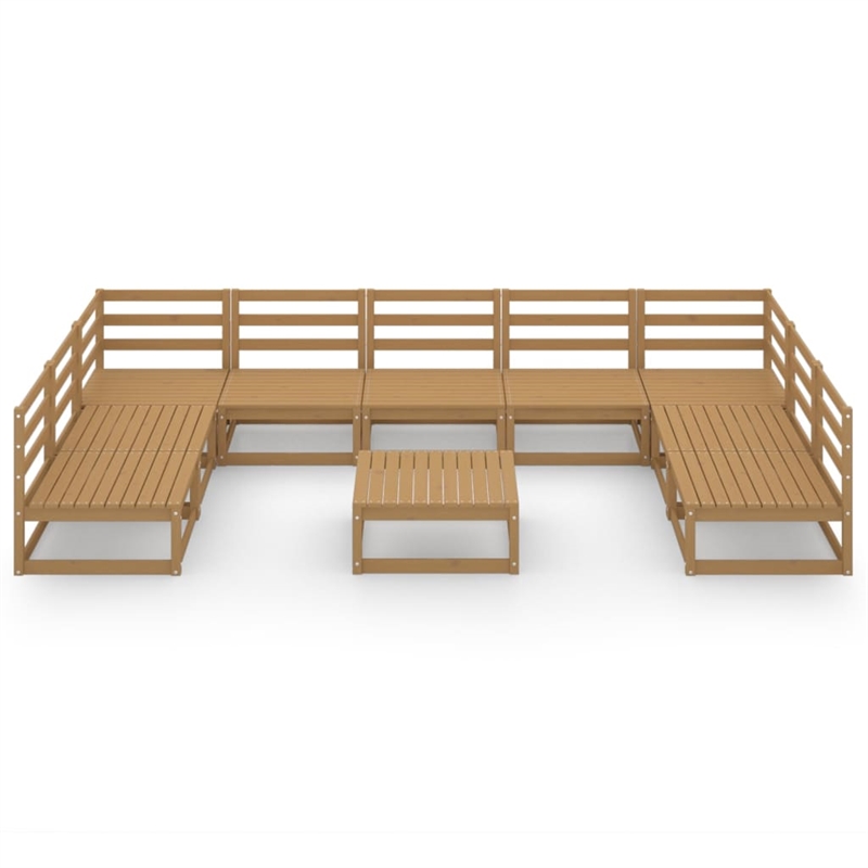 vidaXL 10 Piece Wood Medium Garden Lounge Set in Brown