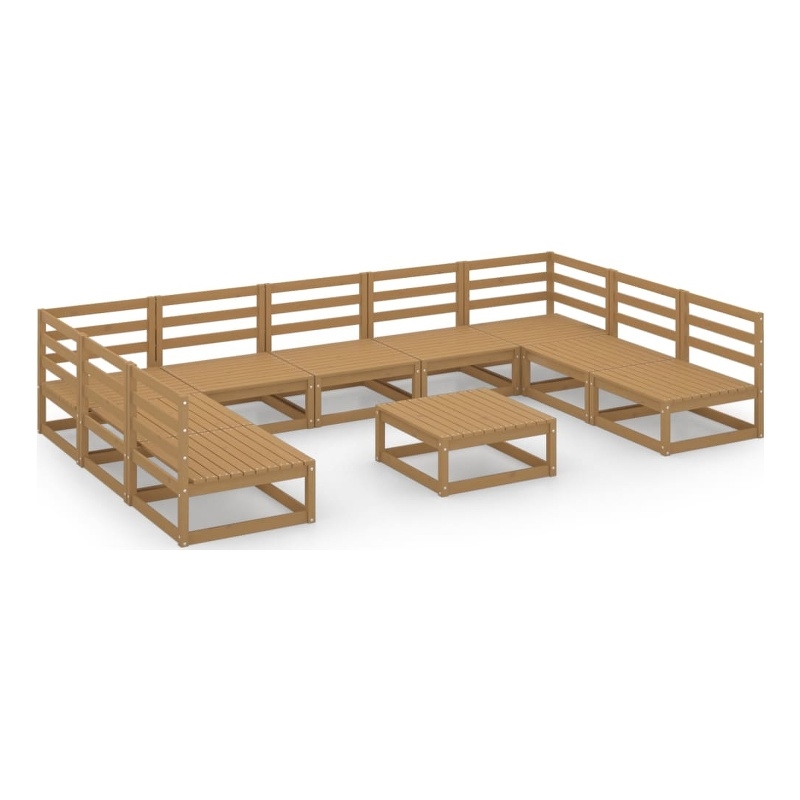 vidaXL 10 Piece Wood Medium Garden Lounge Set in Brown