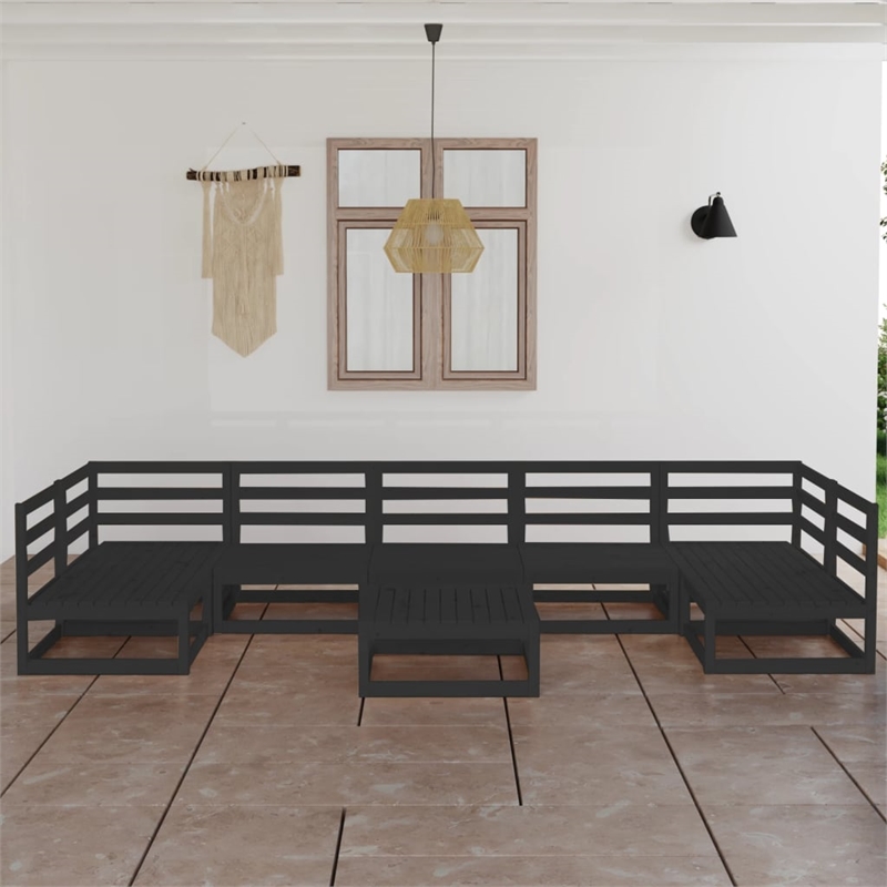 vidaXL 8 Piece Wood Garden Lounge Set in Black