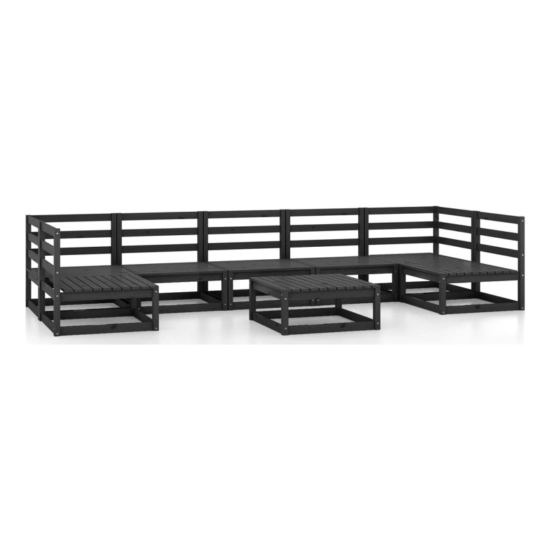 vidaXL 8 Piece Wood Garden Lounge Set in Black