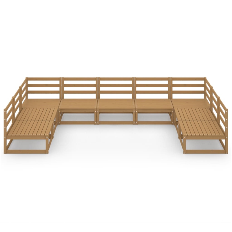 vidaXL 9 Piece Wood Large Garden Lounge Set in Brown