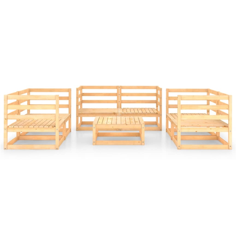 vidaXL 7 Piece Wood Large Garden Lounge Set in Brown