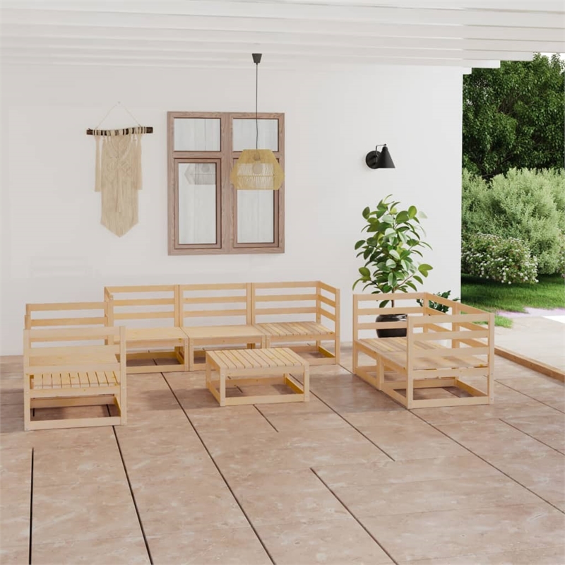 vidaXL 8 Piece Wood Large Garden Lounge Set in Brown