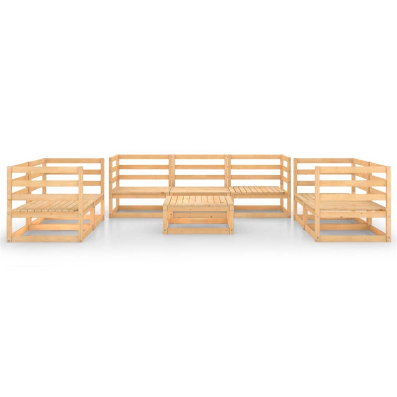 vidaXL 8 Piece Wood Large Garden Lounge Set in Brown