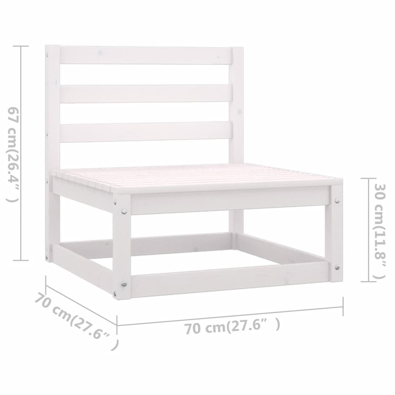 vidaXL 8 Piece Wood Medium Garden Lounge Set in White