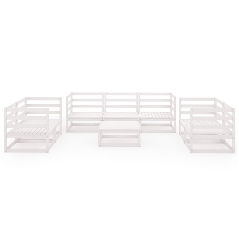 vidaXL 8 Piece Wood Medium Garden Lounge Set in White