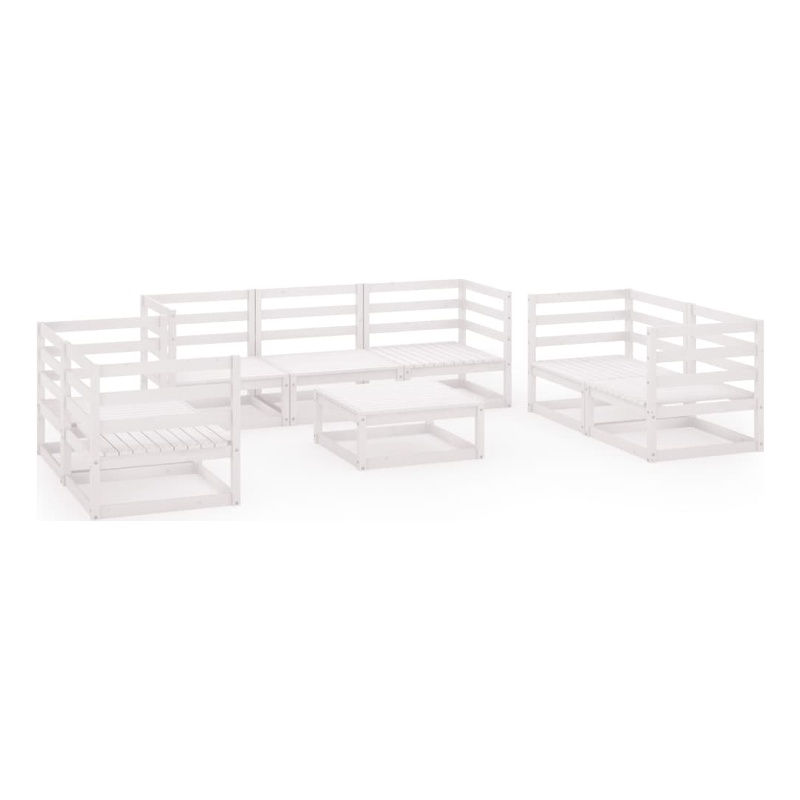 vidaXL 8 Piece Wood Medium Garden Lounge Set in White