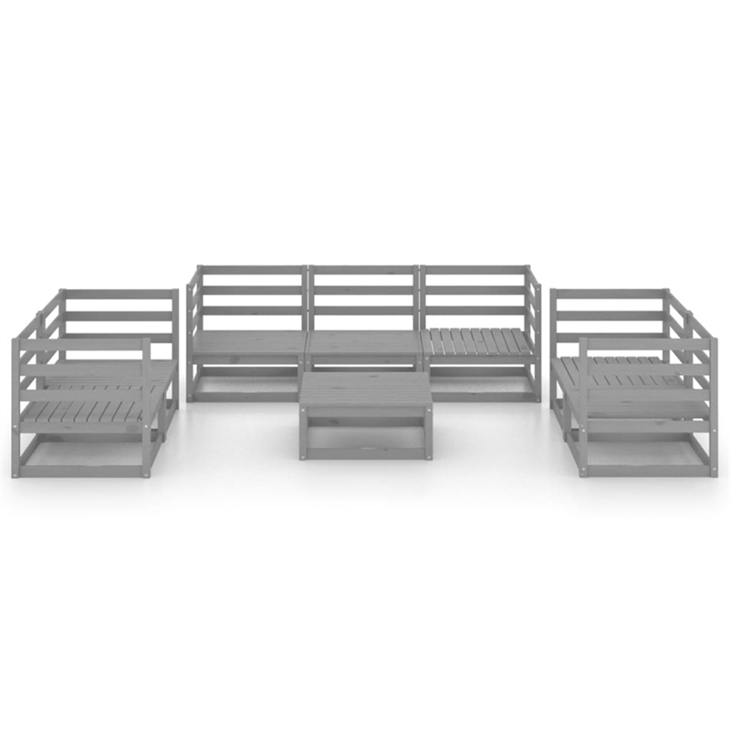 vidaXL 8 Piece Wood Medium Garden Lounge Set in Gray