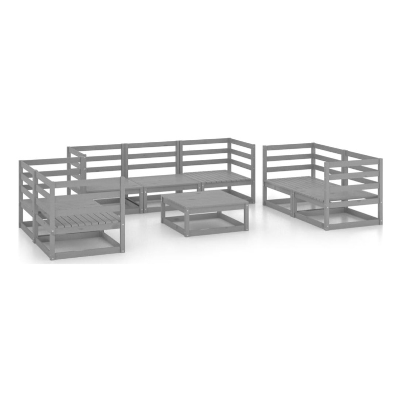 vidaXL 8 Piece Wood Medium Garden Lounge Set in Gray