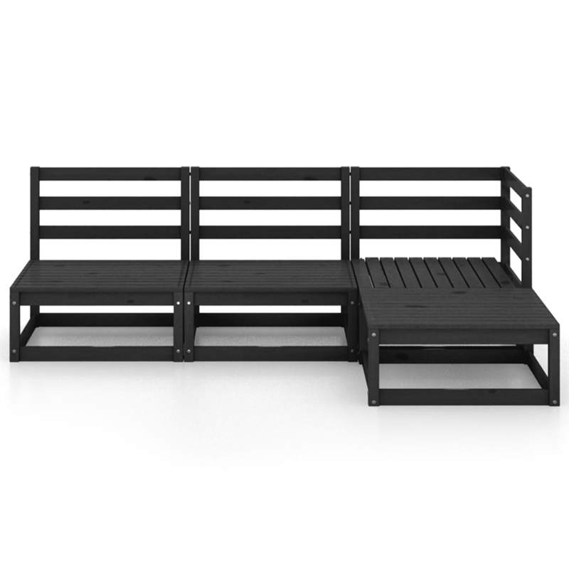 vidaXL 4 Piece Wood Standard Garden Lounge Set in Black