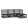 vidaXL 4 Piece Wood Standard Garden Lounge Set in Black