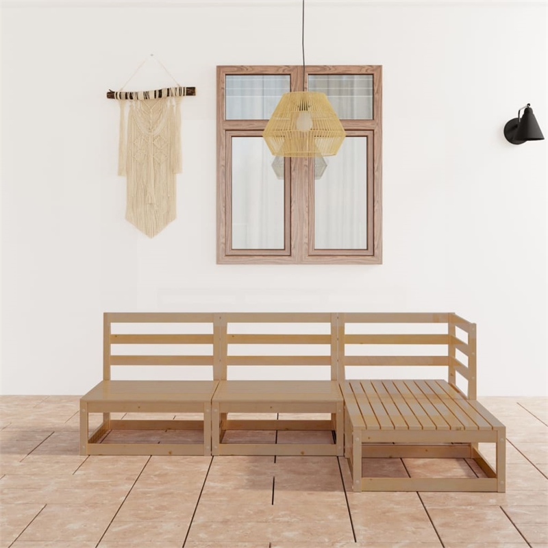 vidaXL 4 Piece Wood Garden Lounge Set in Brown