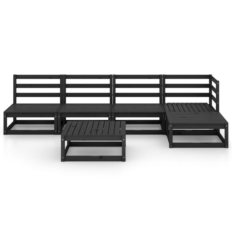 vidaXL 6 Piece Wood Garden Lounge Set in Black