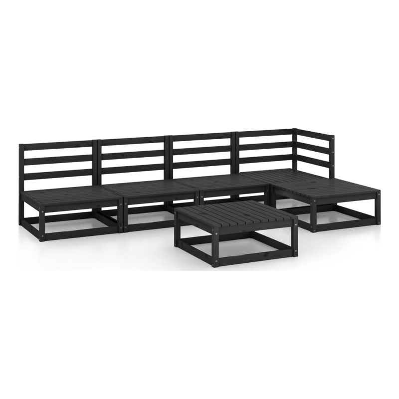 vidaXL 6 Piece Wood Garden Lounge Set in Black